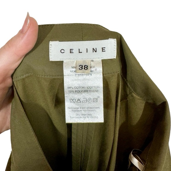 CELINE Vintage Runway Cargo Style Wide Leg Utility Pants Army Green Sz:38/US6 - Picture 10 of 14